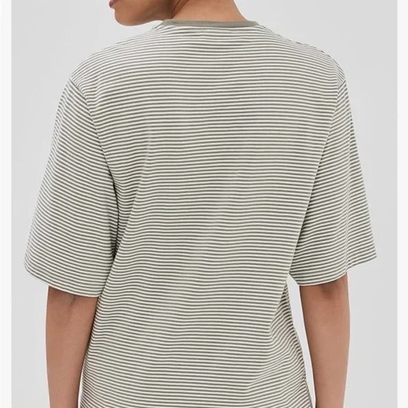 ANINE BING Women's Bo Tee Olive and Ivory Stripe - Picture 3 of 8